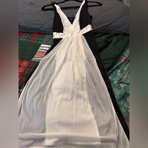 Ruby Rox Elegant Black and White Cocktail Midi Dress. Size Medium.